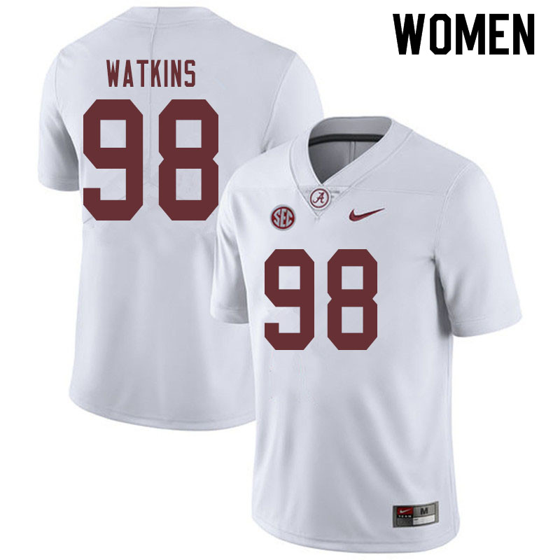 Alabama Crimson Tide Women's Quindarius Watkins #98 White NCAA Nike Authentic Stitched 2019 College Football Jersey YJ16Q86XZ